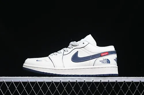 All categories Air Jordan Jordan series basketball shoes Air Jordan 1 Low High-end customized low-top sneakers Air Jordan 1 Low AJ1 Joe 1 Supreme North Face-Milan Blue Red Label High-end customized low-top retro basketball shoes XX3318-188